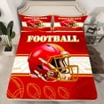 thumbnail image 2 of jejeloiu Red Football Helmet Full Size Sheets,Rugby Sport Bed Sheets,Boys Ball Game Sheet Sets For Teens,Luxury Bedroom Decor,4-Piece, 2 of 7