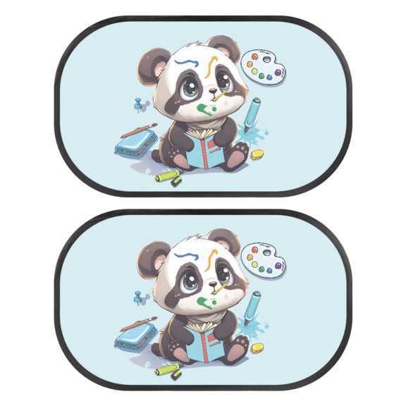 Garronmavis Panda Painter 2 Pack Car Sun Shade Window Shade Baby in Car Automotive Interior Sun Protection with UV-Protection Easy Installation 20*12 in