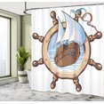 thumbnail image 5 of Ambesonne Nautical Shower Curtain, Ships Wheel Sailing, 69"Wx70"L, Brown Blue, 5 of 5