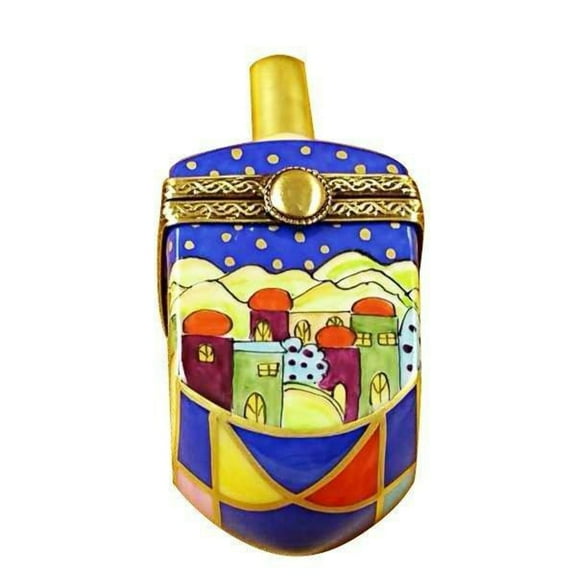 Jerusalem Scene Dreidel Box for Jewish Collectors Limoges Box Porcelain Figurine