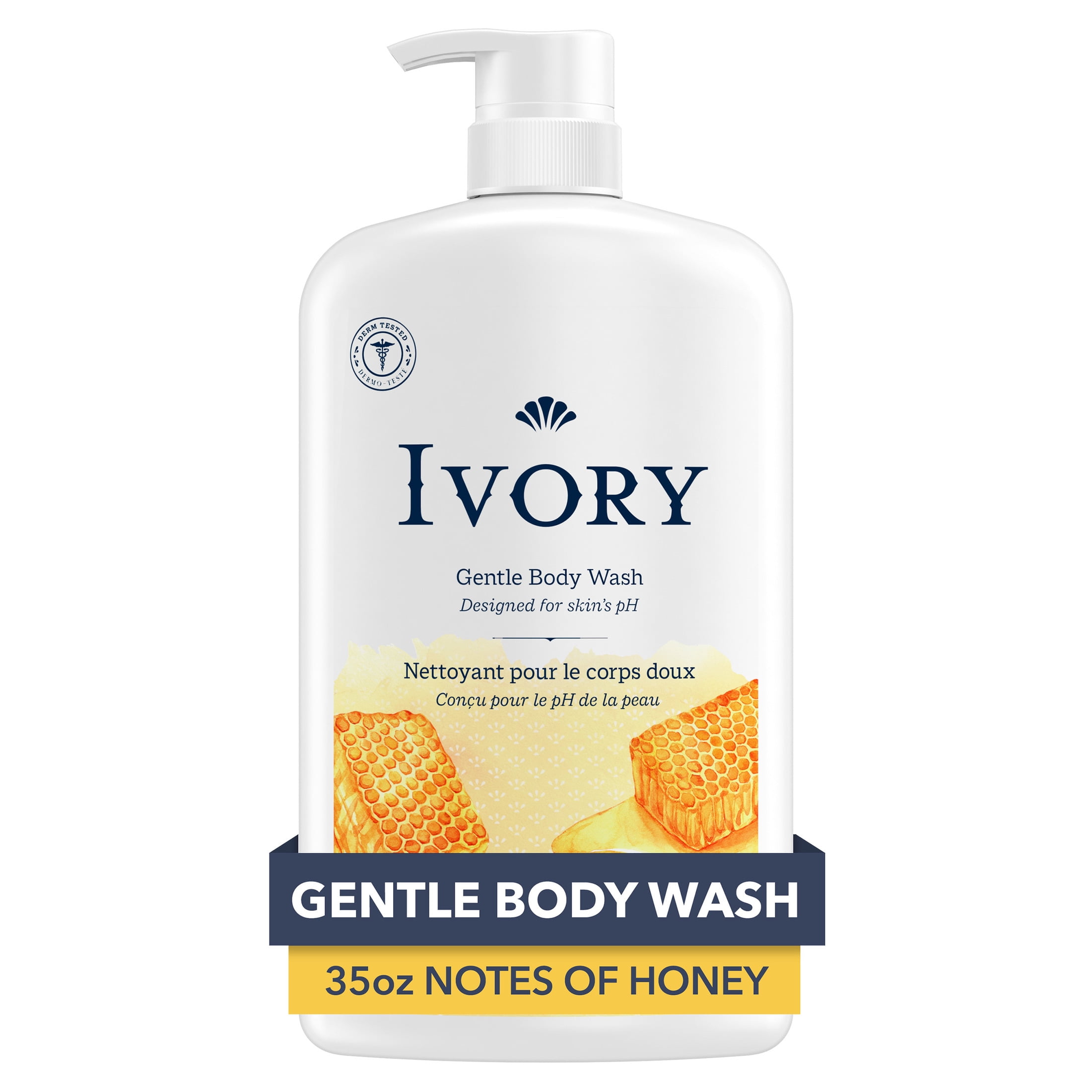 (4 pack) Ivory Mild & Gentle Body Wash, Milk & Honey Scent, for All Skin Types, 35 fl oz