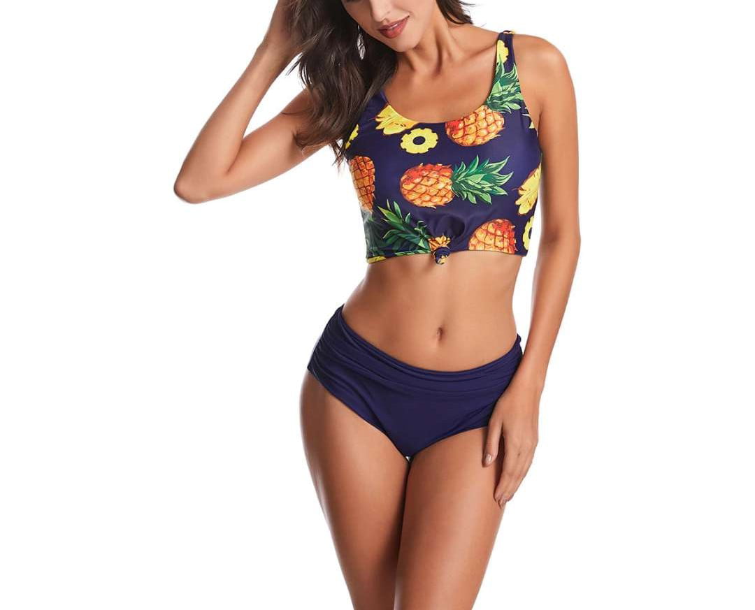 FEDULK Womens Striped Swimwear Plus Size Tankini Set Swimsuit Beachwear Padded Bathing Suit S-5XL 