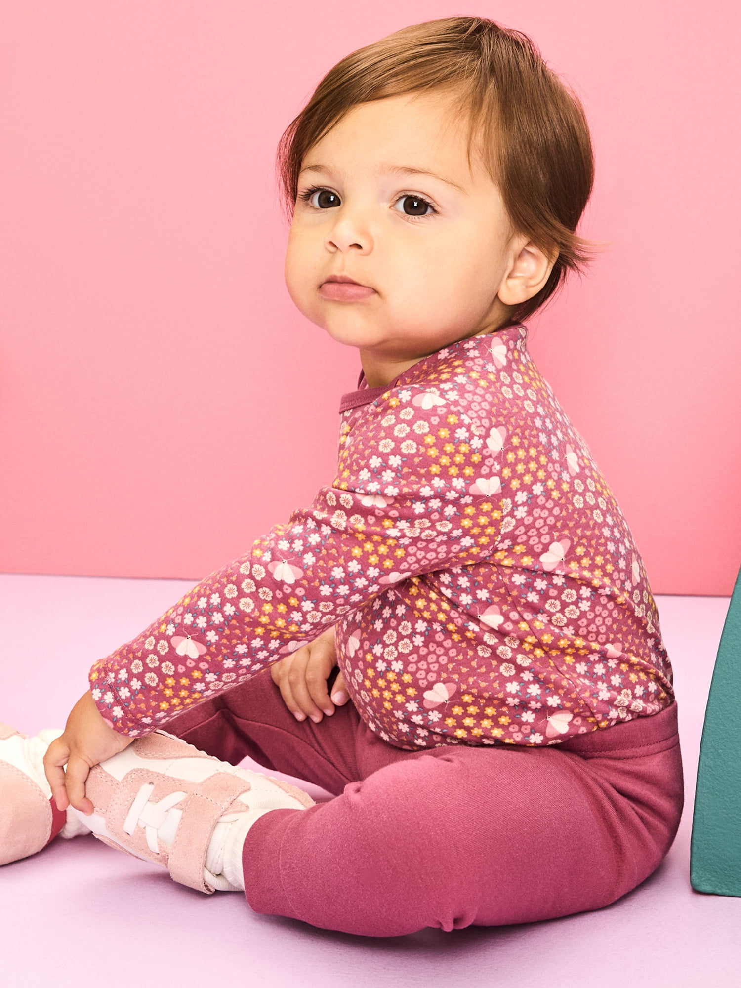 Garanimals Newborn & Baby Girl 100% Cotton Jogger Pants, Sizes 0–24M, Single or 4-Pack