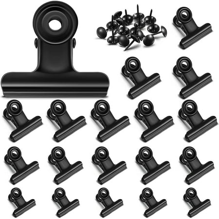 60 Pcs Metal Bulldog Clips with 60 Push Pins for Hanging Pictures Paper ...
