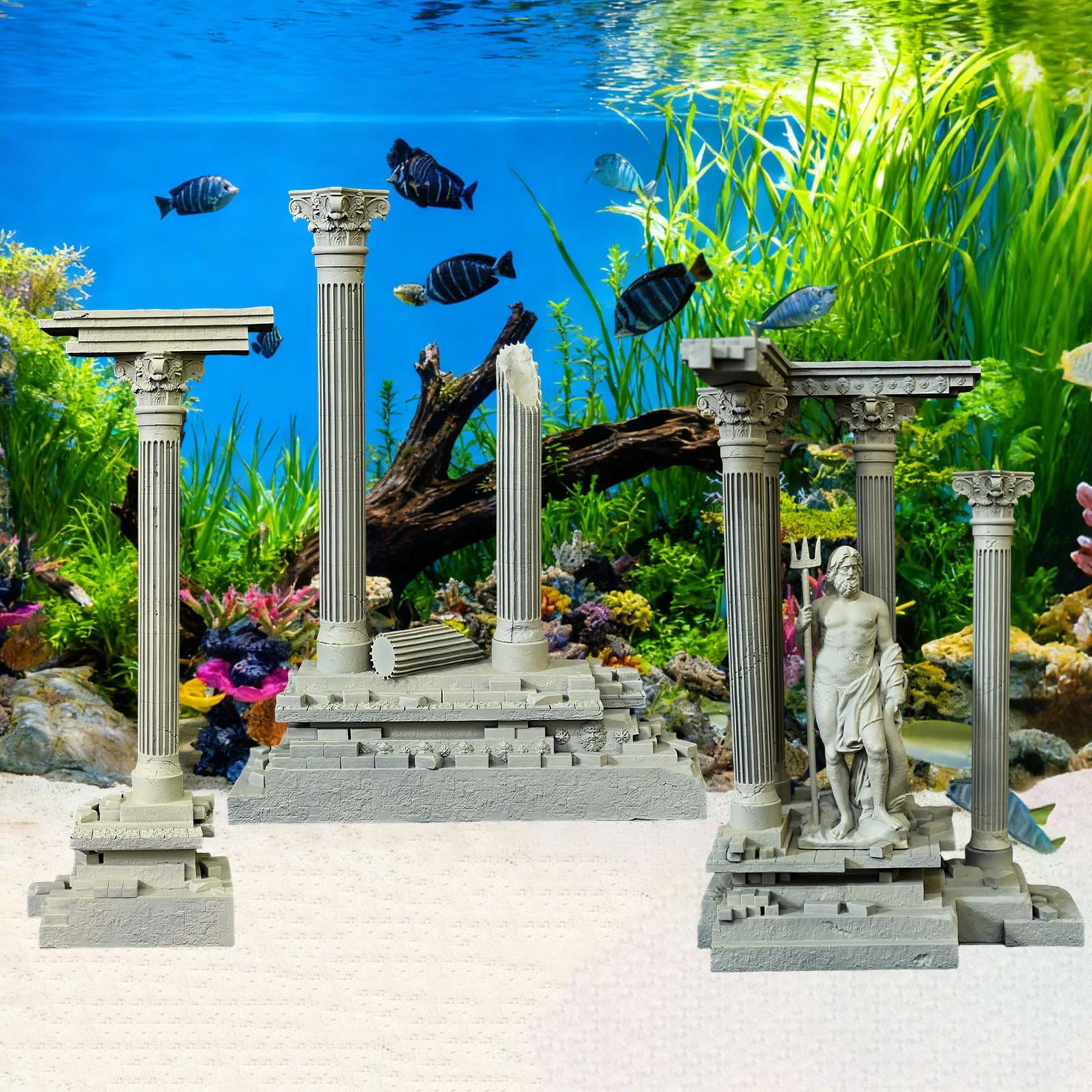 CarpNettore Roman Column Decoration Resin Aquarium Decoration Aquarium Decor Mini 18.5cm Set D