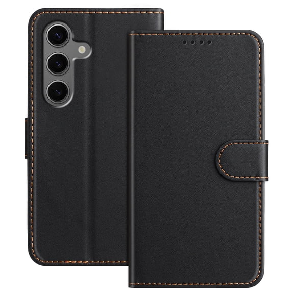 Allytechgroup Case for Samsung Galaxy A17 5G with Credit Card Slot, Slim PU Rugged Non-Slip Grip Shockproof Bumper Full Body Protective Cover Men Women Phone Case for Samsung Galaxy A17 5G, Black