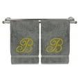 thumbnail image 2 of Monogrammed Hand Towel, Personalized Gift, 16 x 30 Inches - Set of 2 - Gold Embroidered Towel - Extra Absorbent 100% Turkish Cotton - Soft Terry Finish - for Bathroom, Kitchen and Spa - Script B Gray, 2 of 3