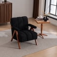 thumbnail image 4 of LEHZROAJ Modern Chenille Upholstered Accent Chair,Armchair Thick Backrest Solid Wood Frame for Living Room,Bedroom(Black), 4 of 11