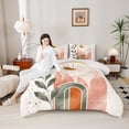 thumbnail image 4 of Feelyou Vintage Minimalism Bedding Comforter Set for Adult, Mid Century Fashion Twin Comforter Sets, Moon Leaf Plant Reversible Bedding Set, Breathable Home Decor, 2-Piece, 4 of 8