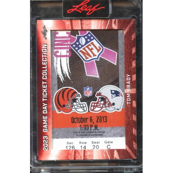 Collectible 2023 Leaf Game Day Ticket Collection Tom Brady TC-2 Game Ticket New England Patriots New England Patriots NFL Football Trading Card