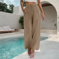 thumbnail image 2 of Diufon Cotton Linen Pants Women Summer Palazzo Wide Leg Beach Trousers with Pockets Ttrendy Flowy Pant, 2 of 8