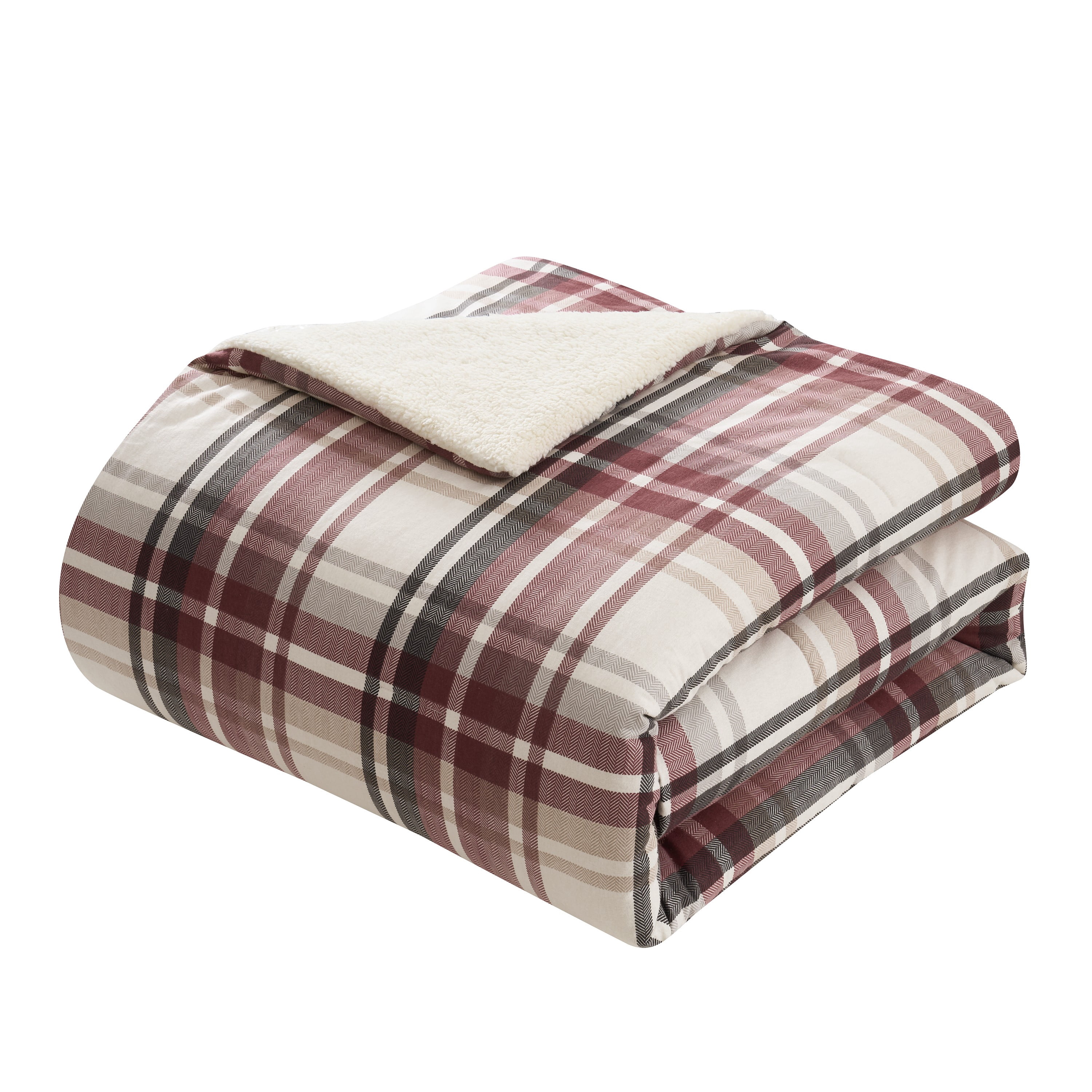 VCNY Home Plaid 3-Piece Red Plaid Comforter Set, King, Adult, Unisex
