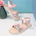 thumbnail image 5 of TOWED22 Little Girls Leather Flat Sandals Open-Toe Princess Shoes for Girls Floral Lace Pearl Dress Shoes Cute Strappy Sandals Pink,12.5, 5 of 9