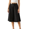 thumbnail image 2 of Wide Leg Capri Pants for Women High Waisted Drawstring Linen Palazzo Pants Pleated Loose Flowy Culottes with Pockets, XL, 2 of 10
