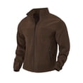 thumbnail image 4 of WTOBBY Men's Stand Collar Plush Jacket, Solid Color Zippered Outdoor Coat, Casual Sports Style Cold Weather Wear with Soft Interior lining,Coffee 2XL, 4 of 5