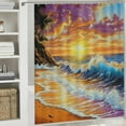 thumbnail image 6 of Patifu Sunset Waves Beach Shower Curtain for Bathroom 100% Polyester Fiber Chic Modern Decor with Hooks 36"x72, 6 of 7
