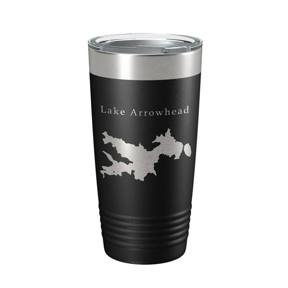 Lake Arrowhead Map Tumbler Travel Mug Insulated Laser Engraved Coffee Cup California 20 oz Black