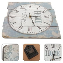 UNOMOR Wall Clock Vintage Style Square Wood Time Display for Living Room Decor 1Pack
