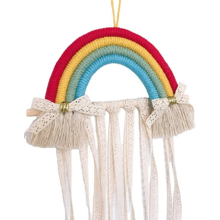 ERDOUY Rainbow Wall Decor Macrame Wall Hanging, Rainbow Bow Holdersfor Baby Girls Room Apartment Bedroom Living Room Gallery (03)