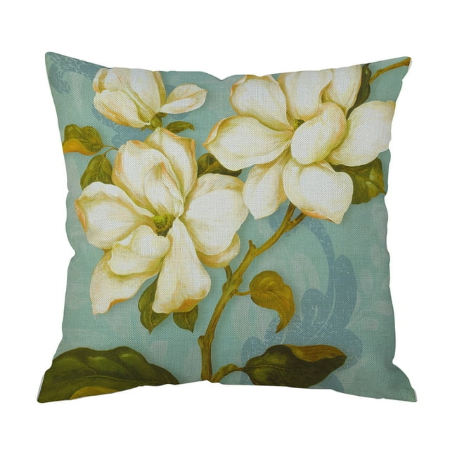 asddcavvf And Linen Pillowcase Flower Cushion Green Flower Leaf Cushion Sofa Living Room Cushion Cover Extra Long Pillowcase Working Wheels Pillowcase Zip Pillowcase