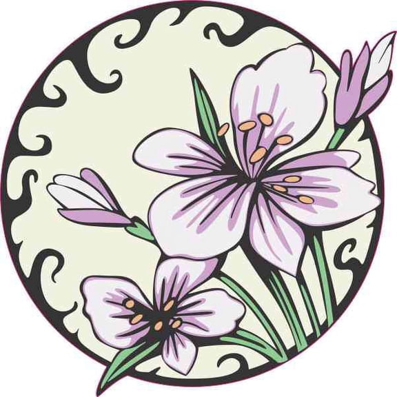 4inx4in Circle Purple Flower Sticker Vinyl Cup Decal Floral Bumper Decals