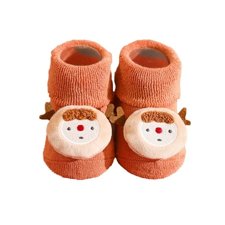 

None Autumn And Winter Thickened Baby Socks Antiskid Baby Floor Socks Children Christmas Socks Cartoon Dock Socks for Feet