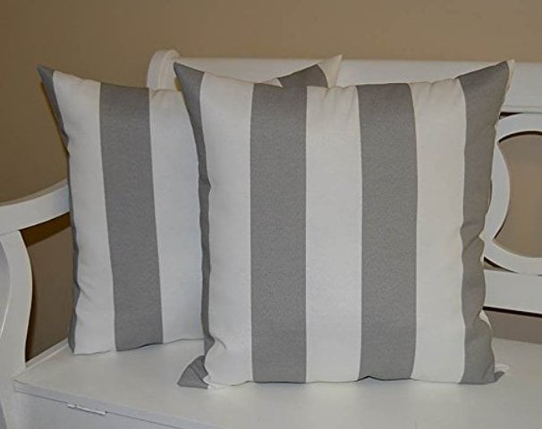 grey white striped cushions