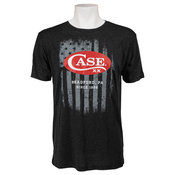 CASE XX Knives U.S. Flag & Red Logo Black Cotton XXX-Large T-Shirt