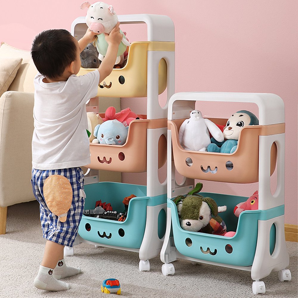 SINGES Kids Toy Organizers Toy Storage Bins Book Organizer Rolling Cart