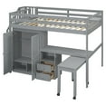 thumbnail image 6 of Harper & Bright Designs Full Size Loft Bed with Stairs and Wardrobe, Wood Full Storage Bed with Desk & Bookshelf for Boys Girls, Gray, 6 of 18
