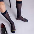 thumbnail image 6 of Mens Fashion Sheer Over the Calf Long Socks Stretchy Breathable See Through Striped Dress Suit Socks for Business Wear, 6 of 9