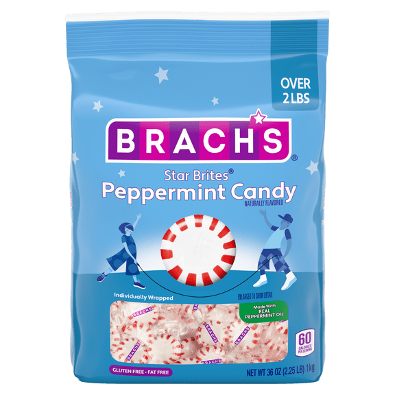Brach's Star Brites, Candy, Peppermint, Individually Wrapped, Made With Real Peppermint Oil, 36 oz