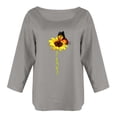 thumbnail image 4 of Pompotops T-shirt à Manches Longues pour Femme, Col Rond, Imprimé, Coupe Ample, Décontracté, Mode, Automne, 4 of 6