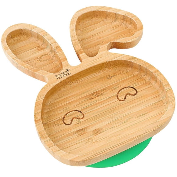 Bamboo Baby Plates with Eco-Friendly Bamboo Fiber, Natural Feeding Dishes for Toddlers, Promotes Self-Feeding, Strong Suction Base, Bpa Free, Stain