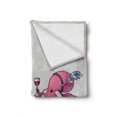 thumbnail image 2 of Octopus Soft Flannel Fleece Blanket, Cartoon Art Illustration of Octopuses in Fun Retro Costumes at Party Vintage Style, Cozy Plush for Indoor and Outdoor Use, 60" x 80", Pink Grey, by Ambesonne, 2 of 6