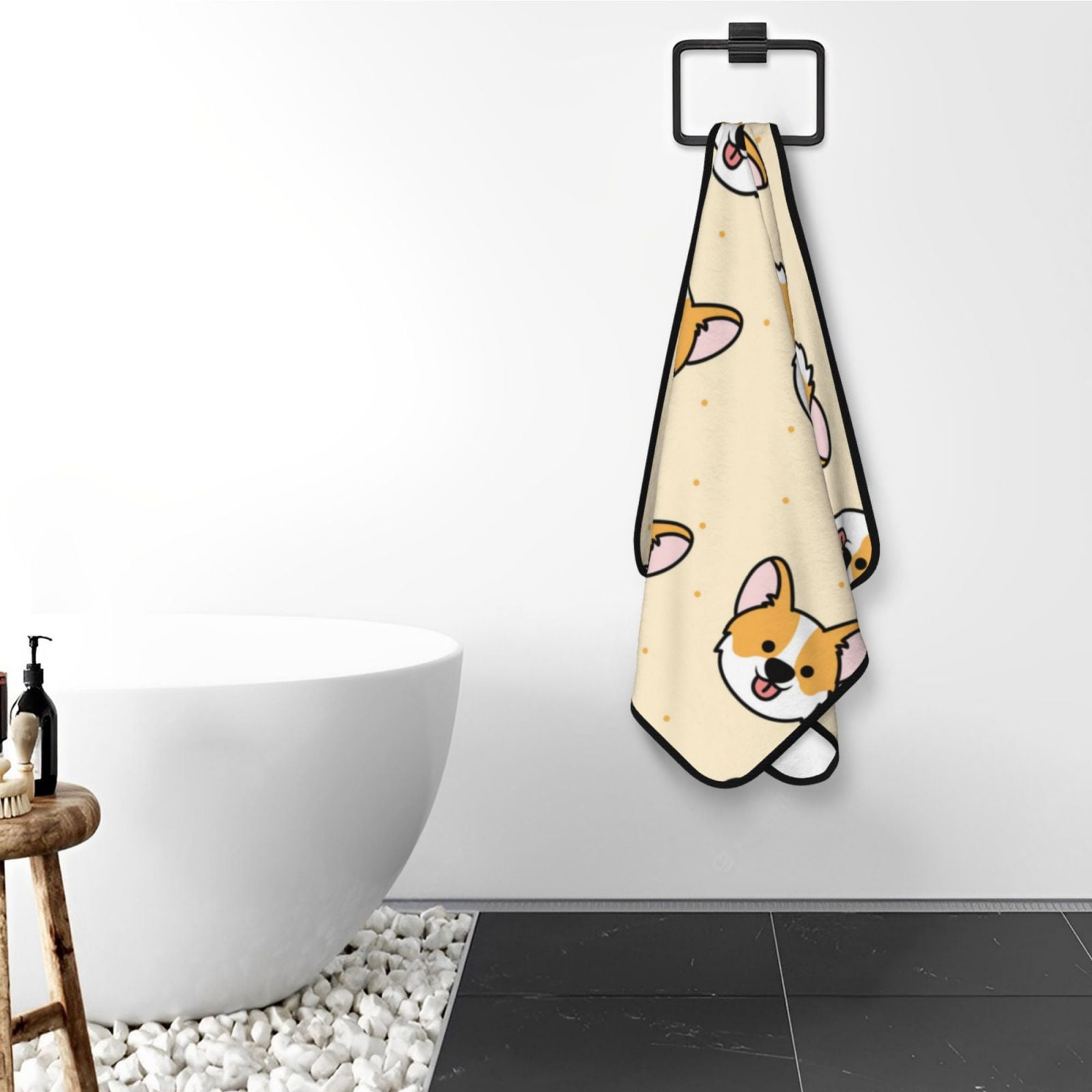 Cotton Bath Towels for Bathroom - Funny Cute Corgi Dog Face Microfiber Quick Dry Towels for Body Bath Sheets, Personalized Beach Towel, Soft Shower Towels for Travel Home Beach 27*55in