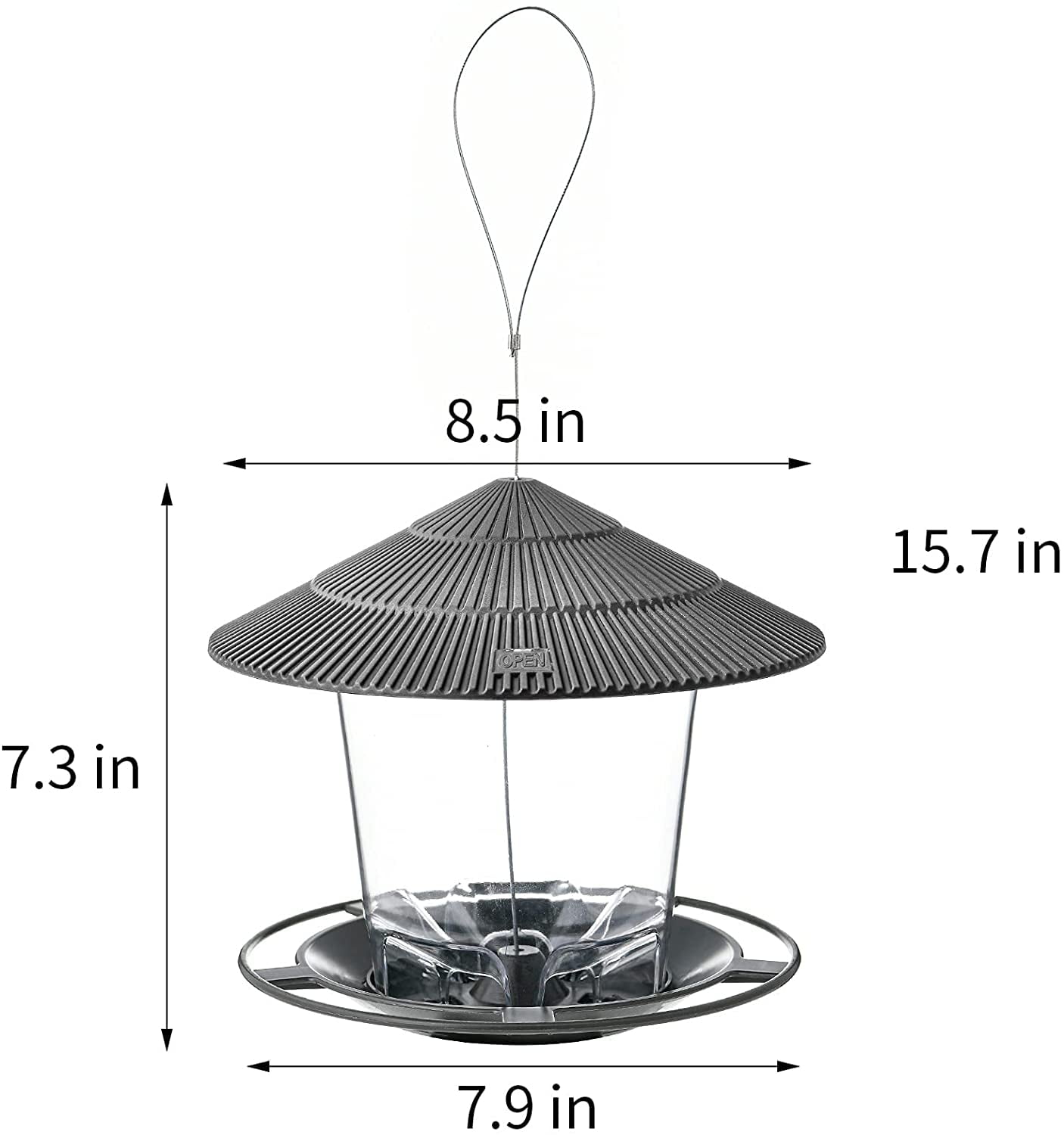Bird Feeder Outdoor Hanging for Wild Bird Seed, Grey