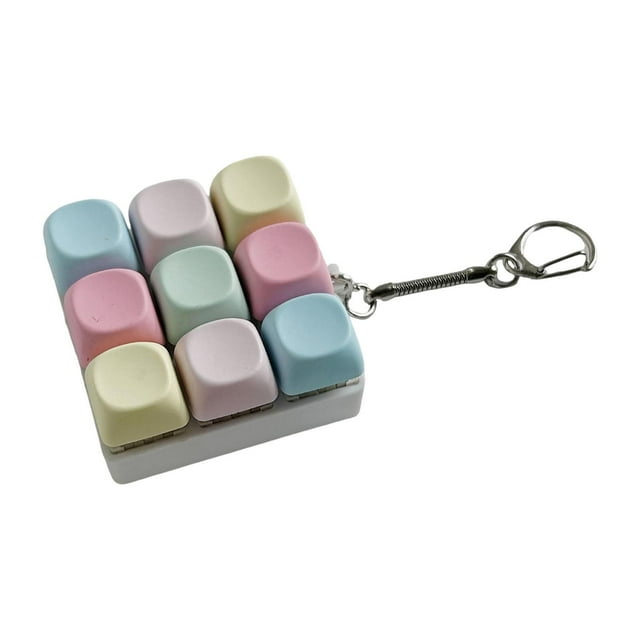 Miniteclado colorido de 9 teclas, juguete antiestrés, llavero, accesorio portátil y versátil de 6 x 6 x 3 cm para bolsos, decoración, teclado