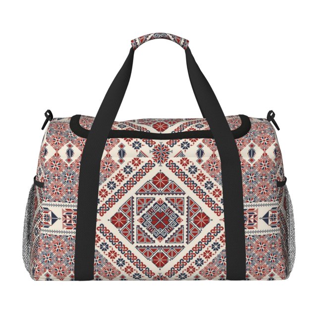 Easygdp Fashion Tatreez2 Bolsa de Gimnasio, Bolsa de Viaje Duffel, Bolsa de Fin de Semana con Compartimentos, Bolsa de Mano para Noche