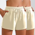 thumbnail image 2 of Plebaso 2 Pack Womens Sweat Shorts Casual Drawstring Running High Waisted Athletic Shorts with Pockets, 2 of 7