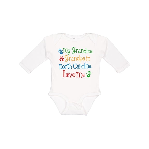Inktastic North Carolina Grandma Loves Me Boys or Girls Long Sleeve Baby Bodysuit
