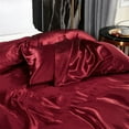 thumbnail image 6 of Move Over Burgundy Red Duvet Cover Set Twin Silk like Satin Bedding Sets Solid Color Pattern Silky Microfiber No Filling, 6 of 8