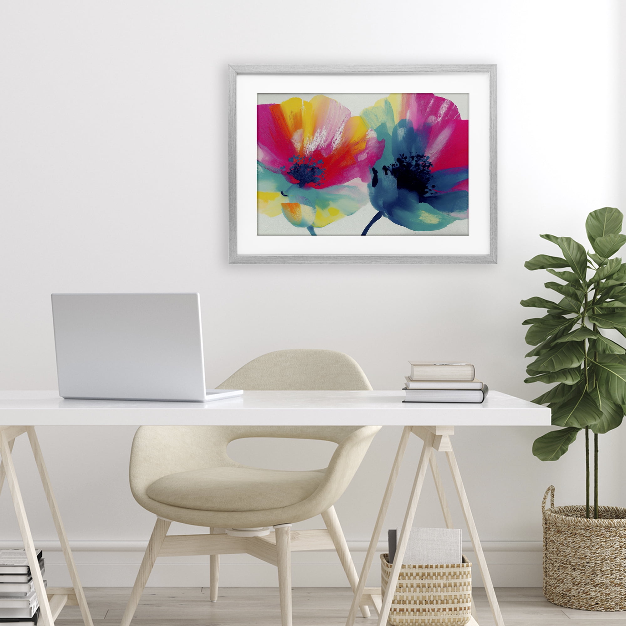 Stupell Industries Two Colorful Poppies Gray Framed Print Under Glass, design by Chromatic Storm Studio