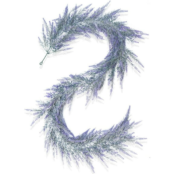 1Pcs Lavender Purple Artificial Garland, 6ft/1.8m Spring Summer All Year Lavender Garland for Farmhouse Wedding Mantle Arch Porch Stair Table Indoor Door Home Christmas Decoration