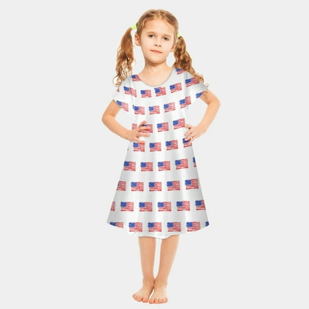 

Edvintorg 2-8Years 4Th Of July Kids Dresses For Girls Clearance Toddler Kids Baby Girls Independence Day Fashion Cute Short Sleeve Star Print Dress