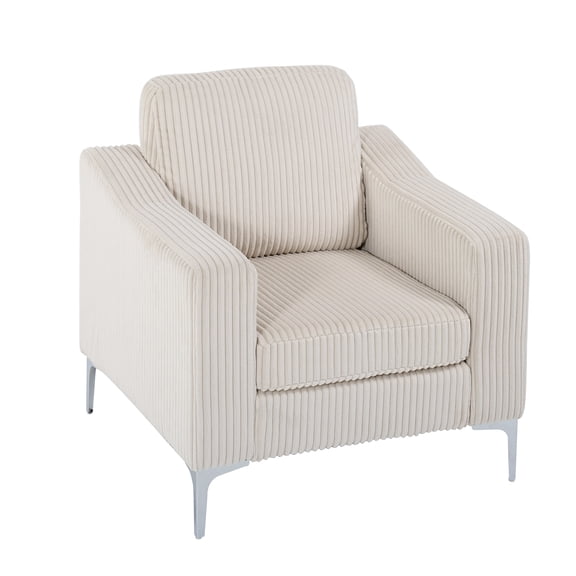 JERFIT Convertible Corduroy Sofa Chair with Armrests, Single Seater Lounge Couch for Living Room, Bedroom, Apartment, Beige