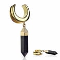 thumbnail image 1 of Saddle Spreaders Gold with Onyx Dangle Surgical Steel 0ga-1in- Sold as Pair, 1 of 3