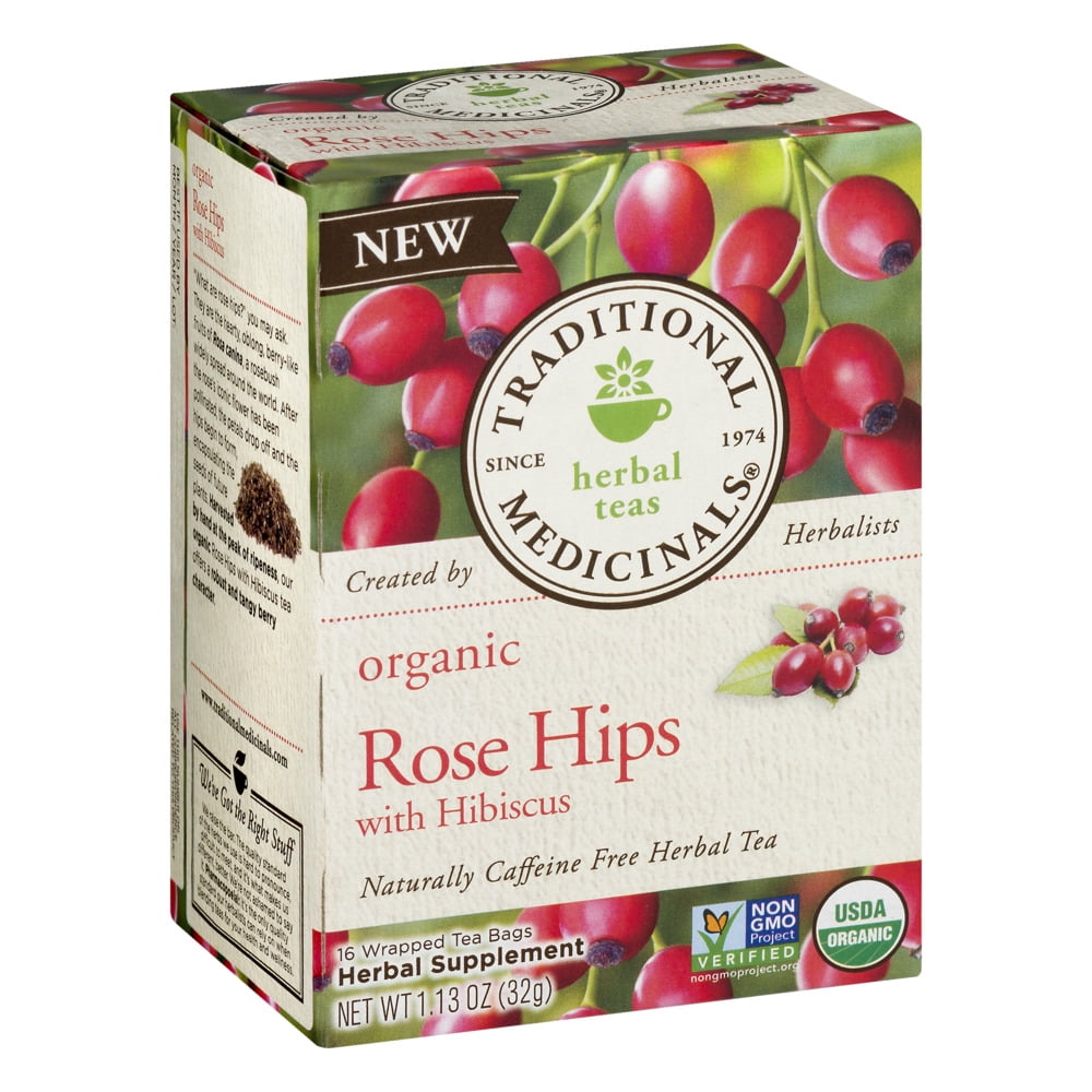 Traditional Medicinals, Organic Rose Hips With Hibiscus, Tea Bags, 16
