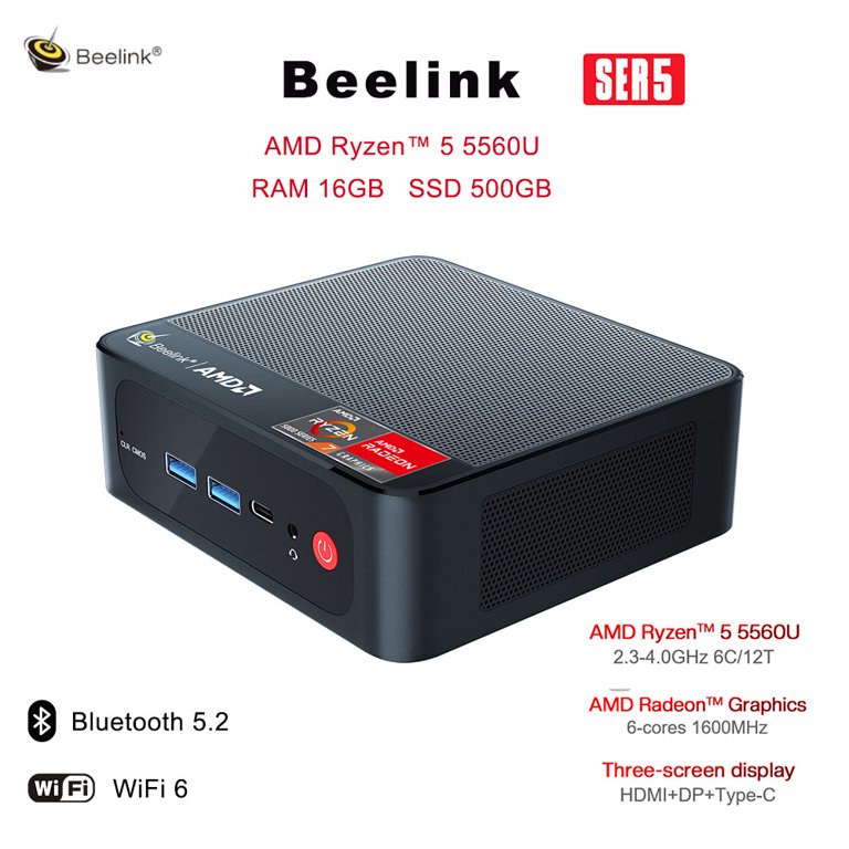 Beelink Ser5 5560U Mini PC AMD Ryzen5 5560U (Up to 4.0GHz) 16GB 