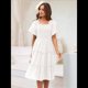 thumbnail image 4 of Vestido Midi Informal de Verano para Mujer, con Mangas Abullonadas, Cuello Cuadrado y Fruncido L, 4 of 9
